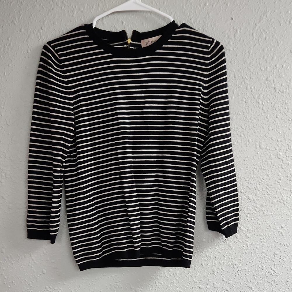 Philosophy Black and White Striped Long Sleeve Top